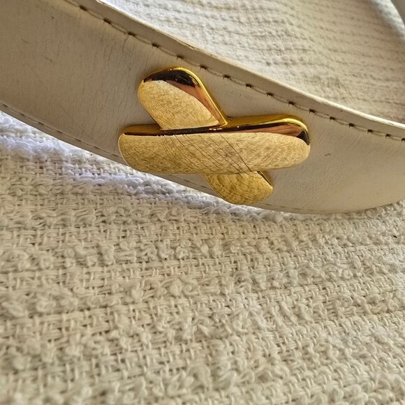 Capezio - Vintage White Leather Belt with Gold Hardware - Picture 4 of 6